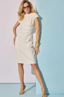 Stretch Basketweave Cotton Sheath Dress