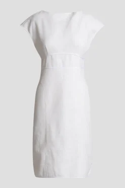 Stretch Basketweave Cotton Sheath Dress