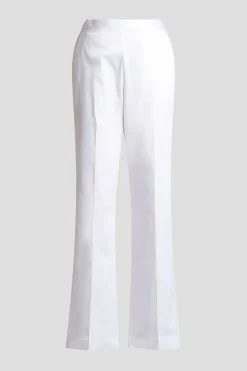 Stretch Basketweave Cotton Flare Leg Zip Pants