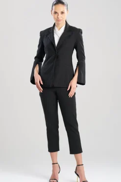 Stretch Basketweave Cotton Slit Cuffed Jacket
