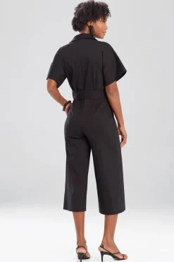 Stretch Cotton Blend Crop Jumpsuit