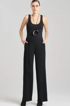 Stretch Crepe Straight Leg Pants