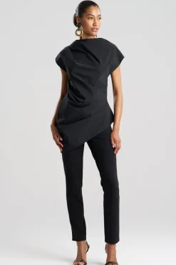 Taffeta Asymmetric Drape Top