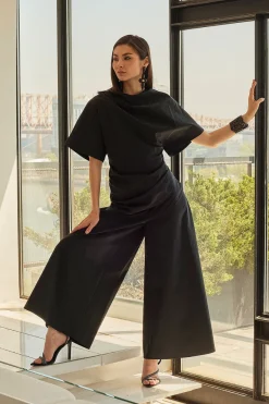 Taffeta Draped Top