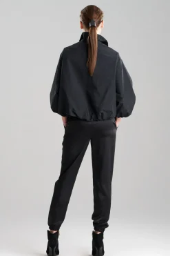 Taffeta Embroidered Balloon Bomber Jacket