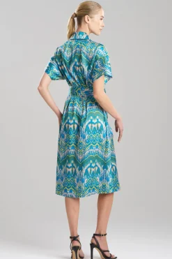 Tau Ikat Silky Twill Shirtdress