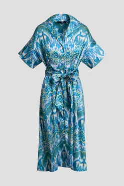 Tau Ikat Silky Twill Shirtdress
