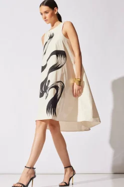 Tech Cotton Taffeta Asymmetric Dress