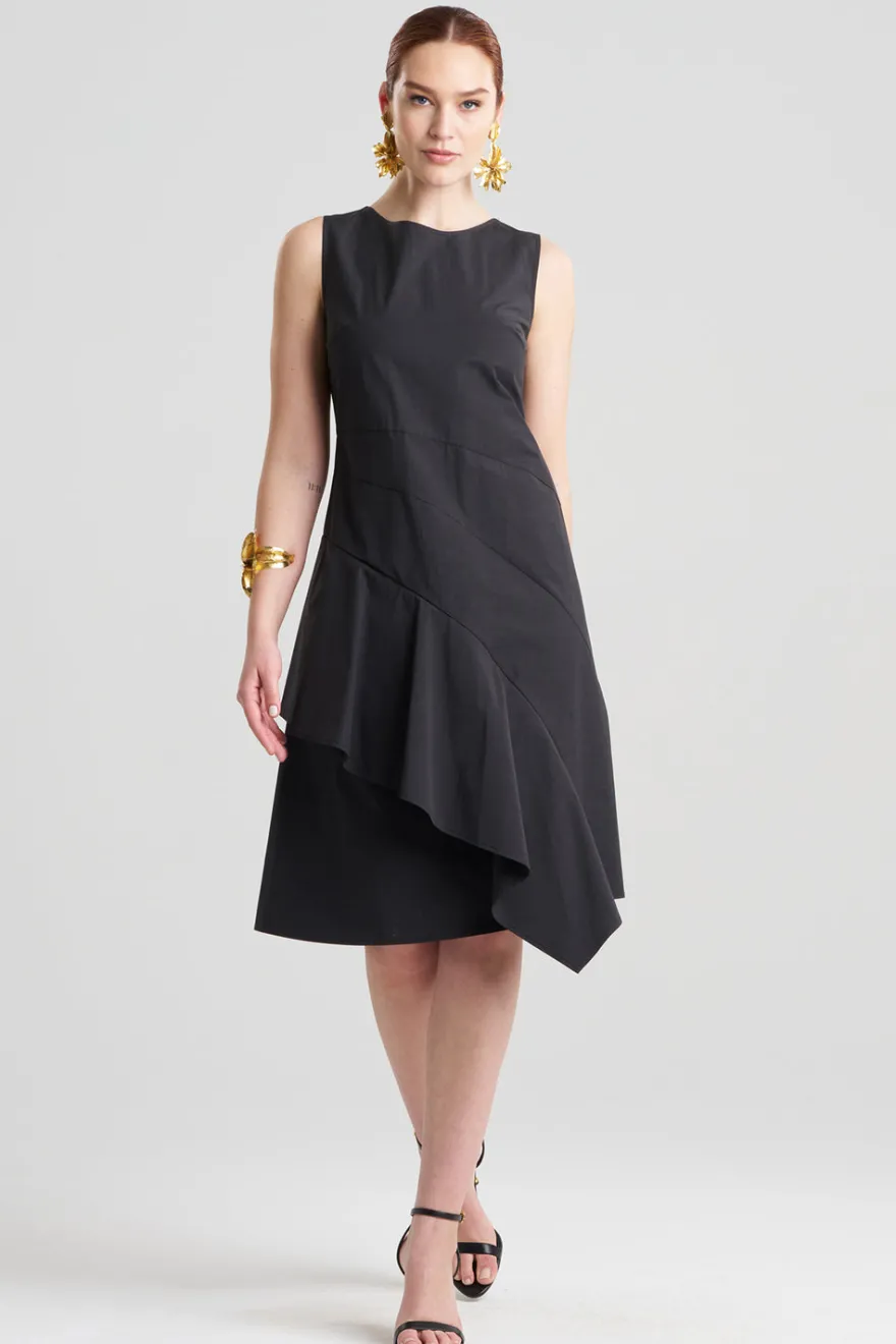 Tech Cotton Taffeta Asymmetric Origami Dress