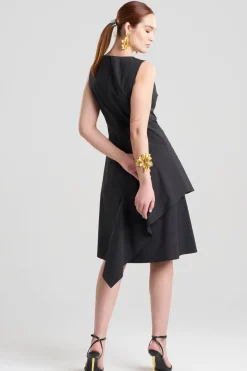 Tech Cotton Taffeta Asymmetric Origami Dress
