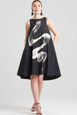 Tech Cotton Taffeta Asymmetric Dress