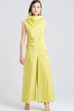 Tech Cotton Taffeta Asymmetric Funnel Neck Top