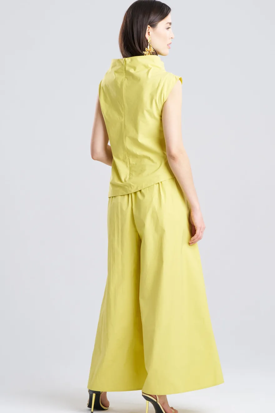 Tech Cotton Taffeta Asymmetric Funnel Neck Top