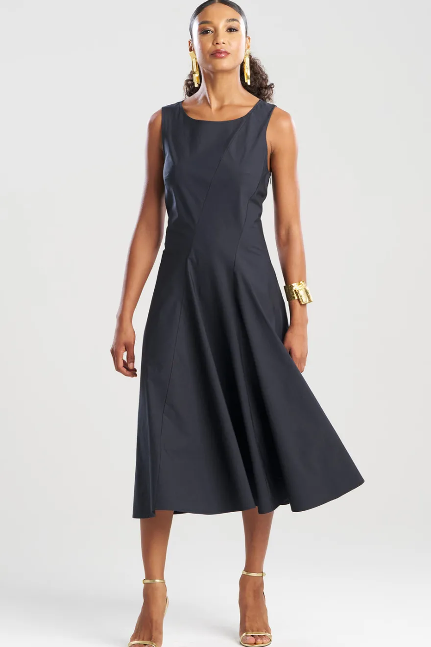 Tech Cotton Taffeta Asymmetrical Seam Dress