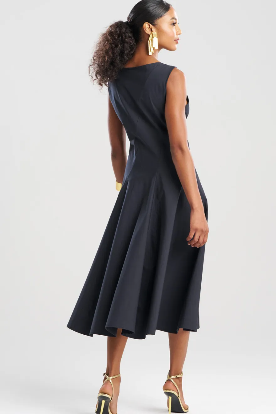 Tech Cotton Taffeta Asymmetrical Seam Dress