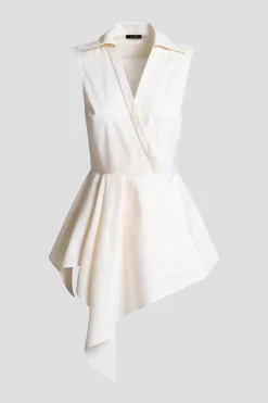 Tech Cotton Taffeta Cascade Peplum Shirt