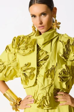 Tech Cotton Taffeta 3D Embroidered Bolero