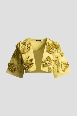 Tech Cotton Taffeta 3D Embroidered Bolero