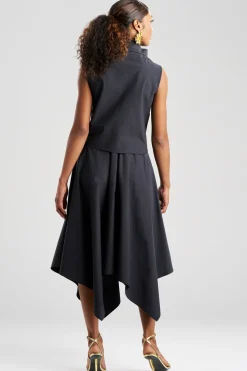 Tech Cotton Taffeta Embroidered Funnel Neck Top