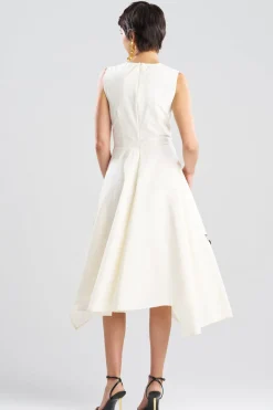 Tech Cotton Taffeta Embroidered Origami Maxi Dress