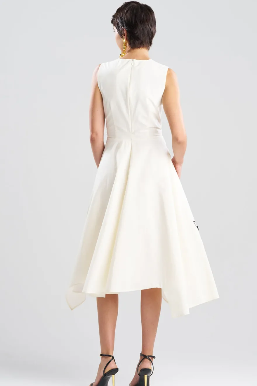Tech Cotton Taffeta Embroidered Origami Maxi Dress