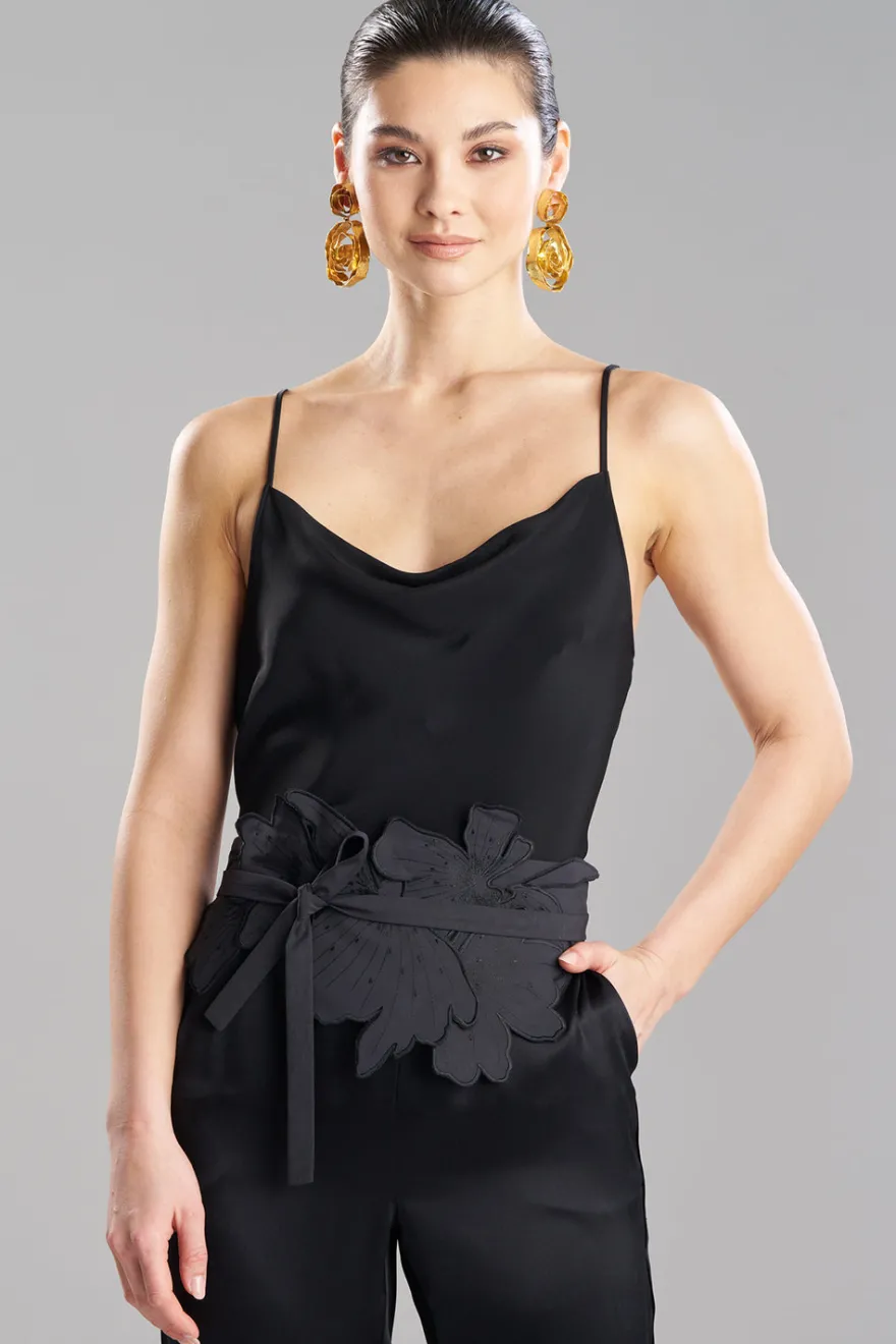 Tech Cotton Taffeta Embroidered 3D Obi Belt