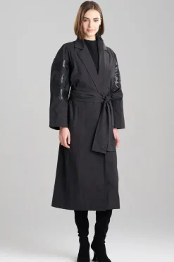 Tech Cotton Taffeta Embroidered Trench Coat