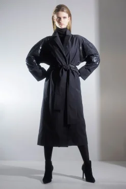 Tech Cotton Taffeta Embroidered Trench Coat