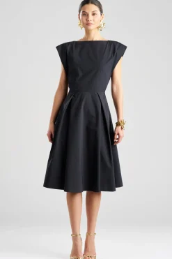 Tech Cotton Taffeta Fit & Flare Dress
