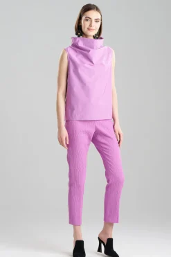 Tech Cotton Taffeta Funnel Neck Top