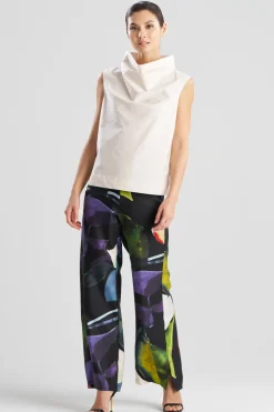 Tech Cotton Taffeta Funnel Neck Top