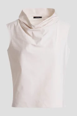 Tech Cotton Taffeta Funnel Neck Top