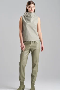 Tech Cotton Taffeta Funnel Neck Top