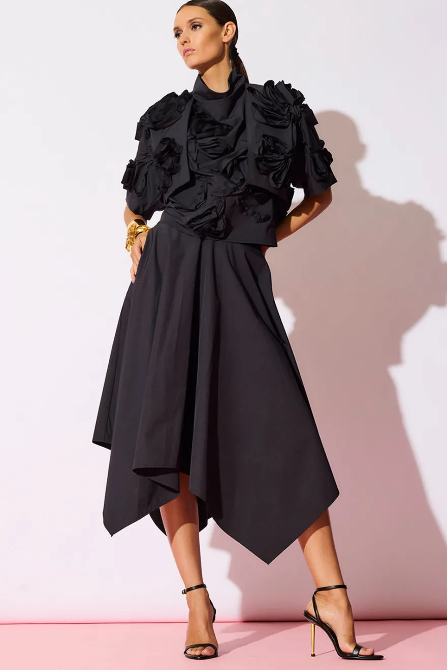 Tech Cotton Taffeta Handkerchief Hem Skirt