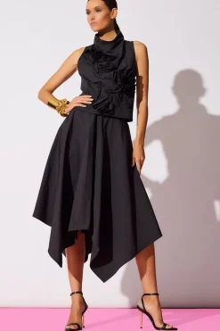 Tech Cotton Taffeta Handkerchief Hem Skirt