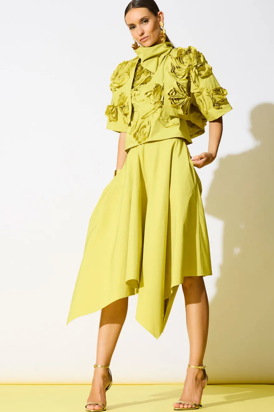 Tech Cotton Taffeta Handkerchief Hem Skirt