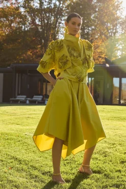Tech Cotton Taffeta Handkerchief Hem Skirt