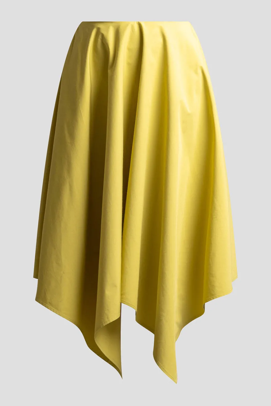 Tech Cotton Taffeta Handkerchief Hem Skirt