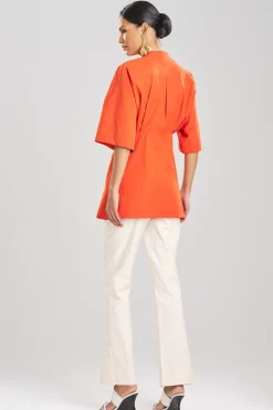 Tech Cotton Taffeta Kimono Wrap Shirt