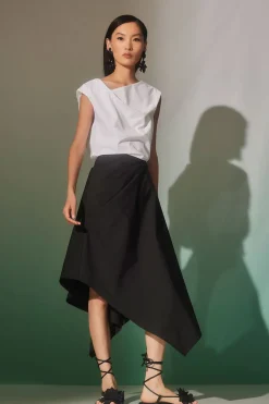 Tech Cotton Taffeta Origami Asymmetrical Skirt
