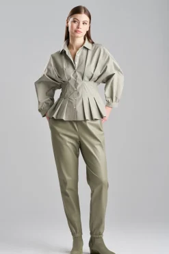 Tech Cotton Taffeta Pleated Shirt