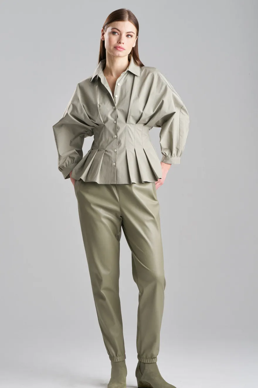 Tech Cotton Taffeta Pleated Shirt