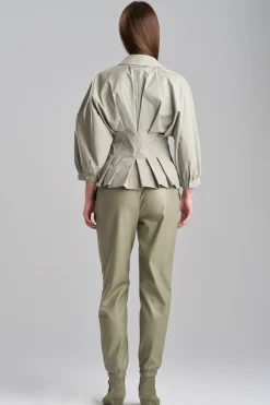 Tech Cotton Taffeta Pleated Shirt