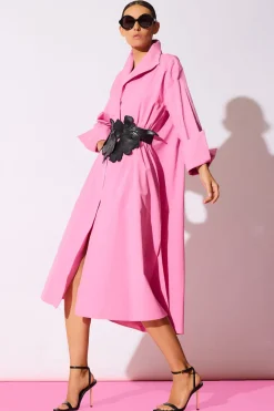 Tech Cotton Taffeta Tunnel Belted Trapeze Dress