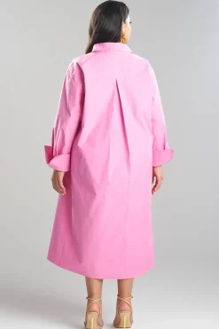 Tech Cotton Taffeta Tunnel Belted Trapeze Dress