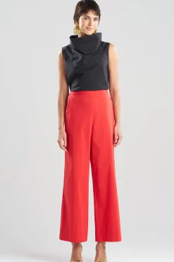 Tech Cotton Taffeta Wide Pull On Pants
