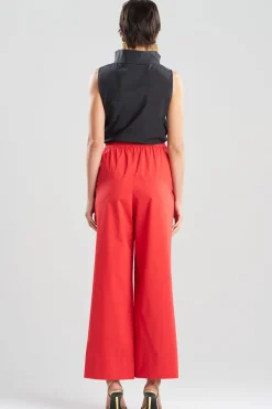 Tech Cotton Taffeta Wide Pull On Pants