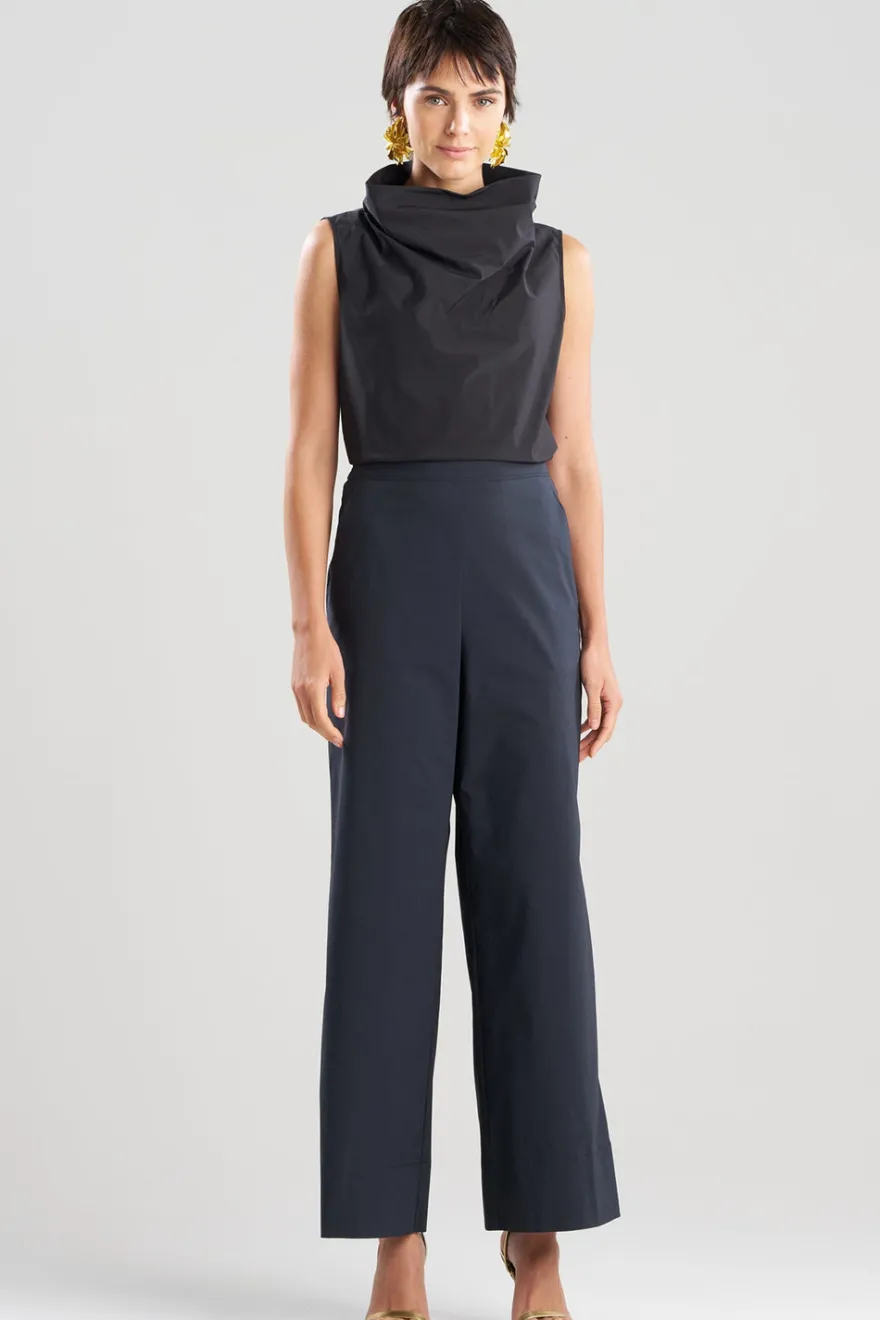 Tech Cotton Taffeta Wide Pull On Pants