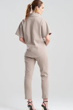 Techno Crepe Funnel Neck High Low Top