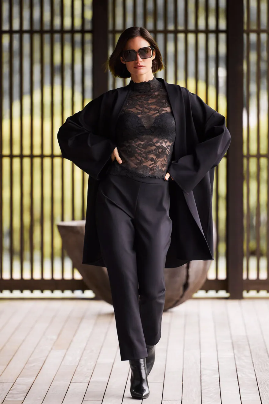 Techno Crepe Trapeze Coat